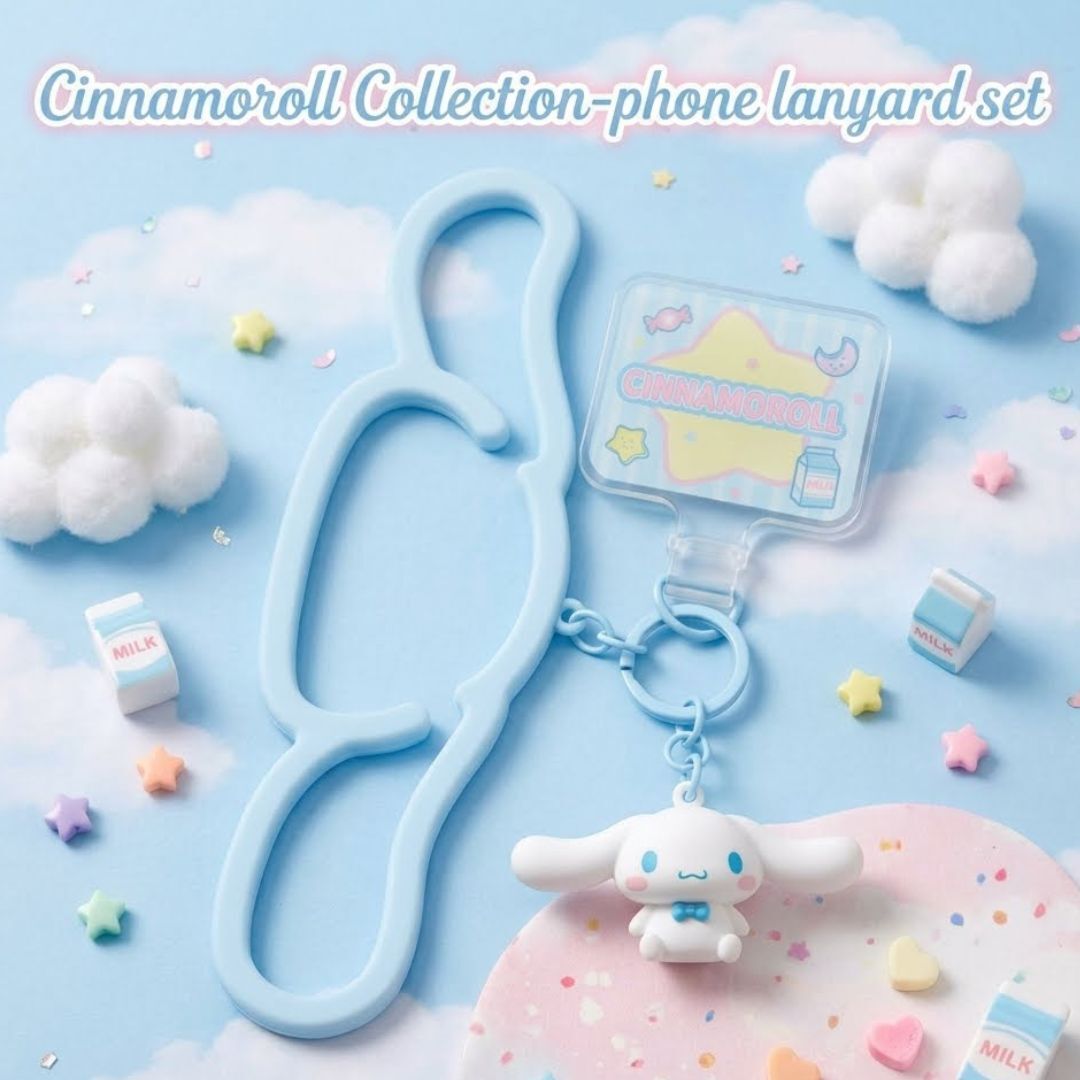 玉桂狗 Sanrio 手機掛繩掛圈鎖匙扣套組 | 防丟手腕掛繩連立體公仔飾物