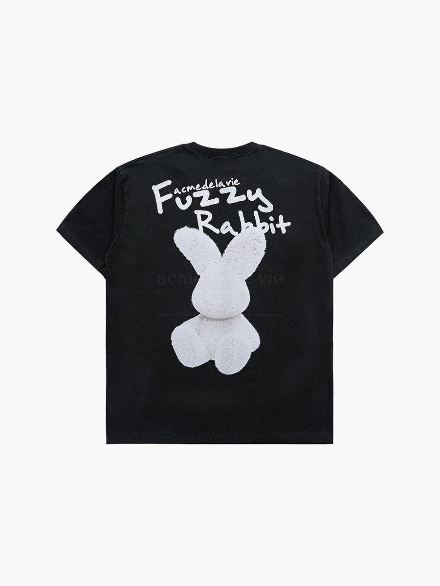 Q43 ADLV DOODLE FUZZY RABBIT SHORT SLEEVE T-SHIRT - BLACK｜24SS-SSAZFR-BLK