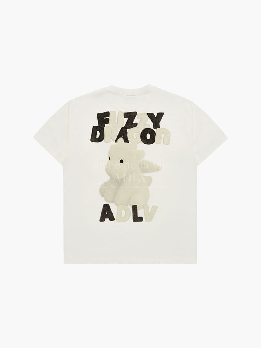 Q44 ADLV FUZZY FONT DRAGON SHORT SLEEVE T-SHIRT - CREAM｜24SS-SSAFFD-CRM
