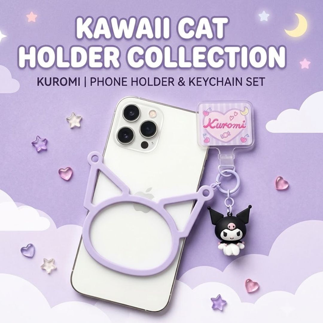 庫洛米 Sanrio 手機掛繩掛圈鎖匙扣套組 | 防丟手腕掛繩連立體公仔飾物