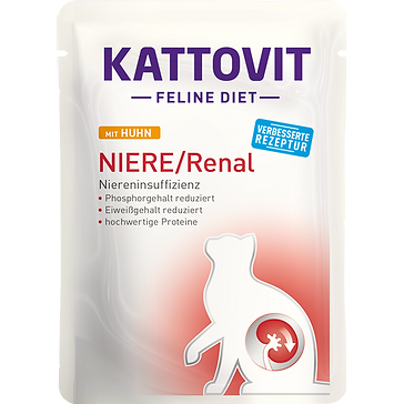 Kattovit 康特維 – 貓用處方肉粒濕包 - (腎臟)雞肉 (橙) Renal Chicken Pouch 85g (原盒24包優惠$518)
