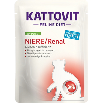 Kattovit 康特維 – 貓用處方肉粒濕包 - (腎臟)火雞肉 (青) Renal Turkey Pouch 85g (原盒24包優惠$518)