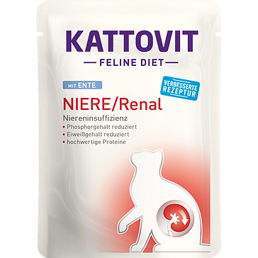 Kattovit 康特維 – 貓用處方肉粒濕包 - (腎臟)鴨肉 (藍) Renal Duck Pouch 85g (原盒24包優惠$518)