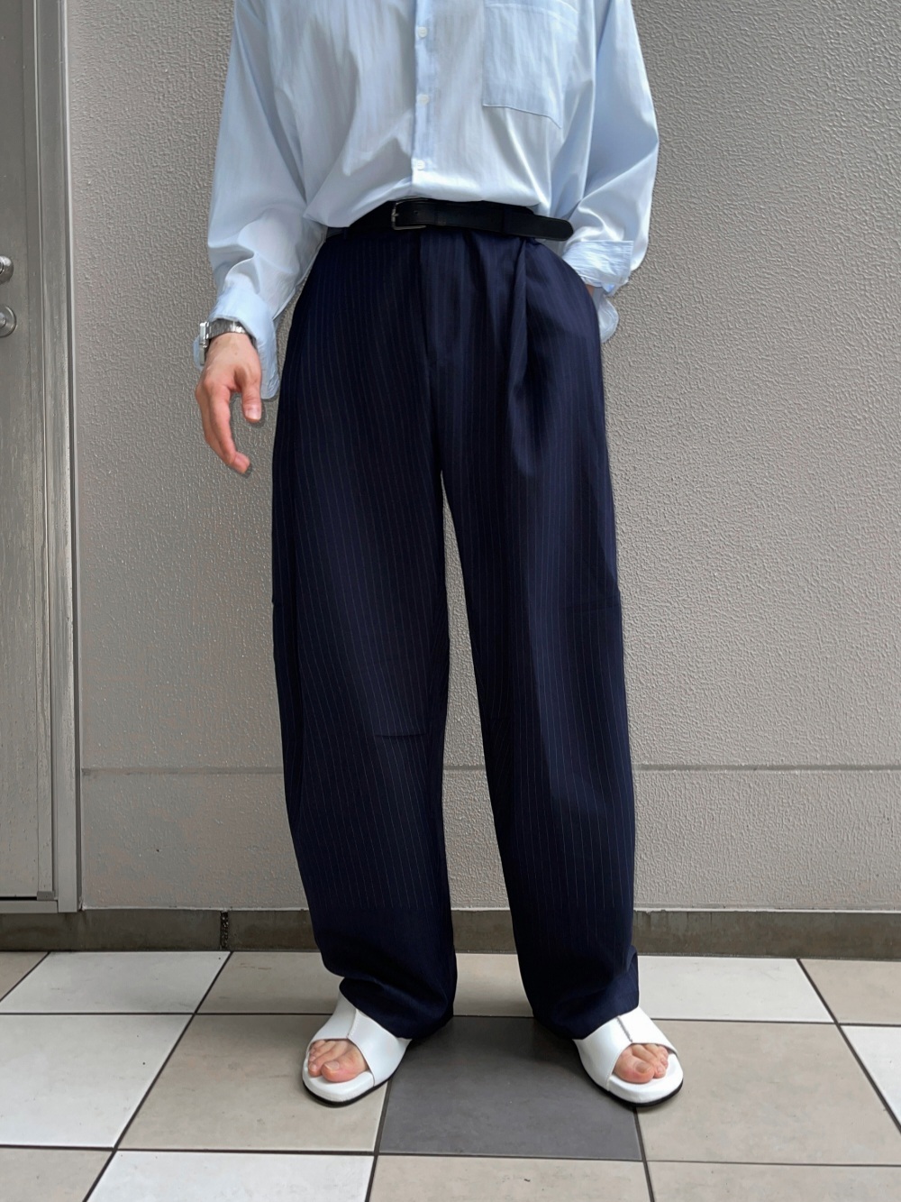 Striped Curved Slacks