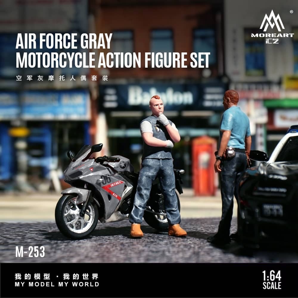 PO-$150 * MOREART * 1:64 FIGURE - AIR FORCE GRAY MOTORCYCLE ACTION FIGURE SET