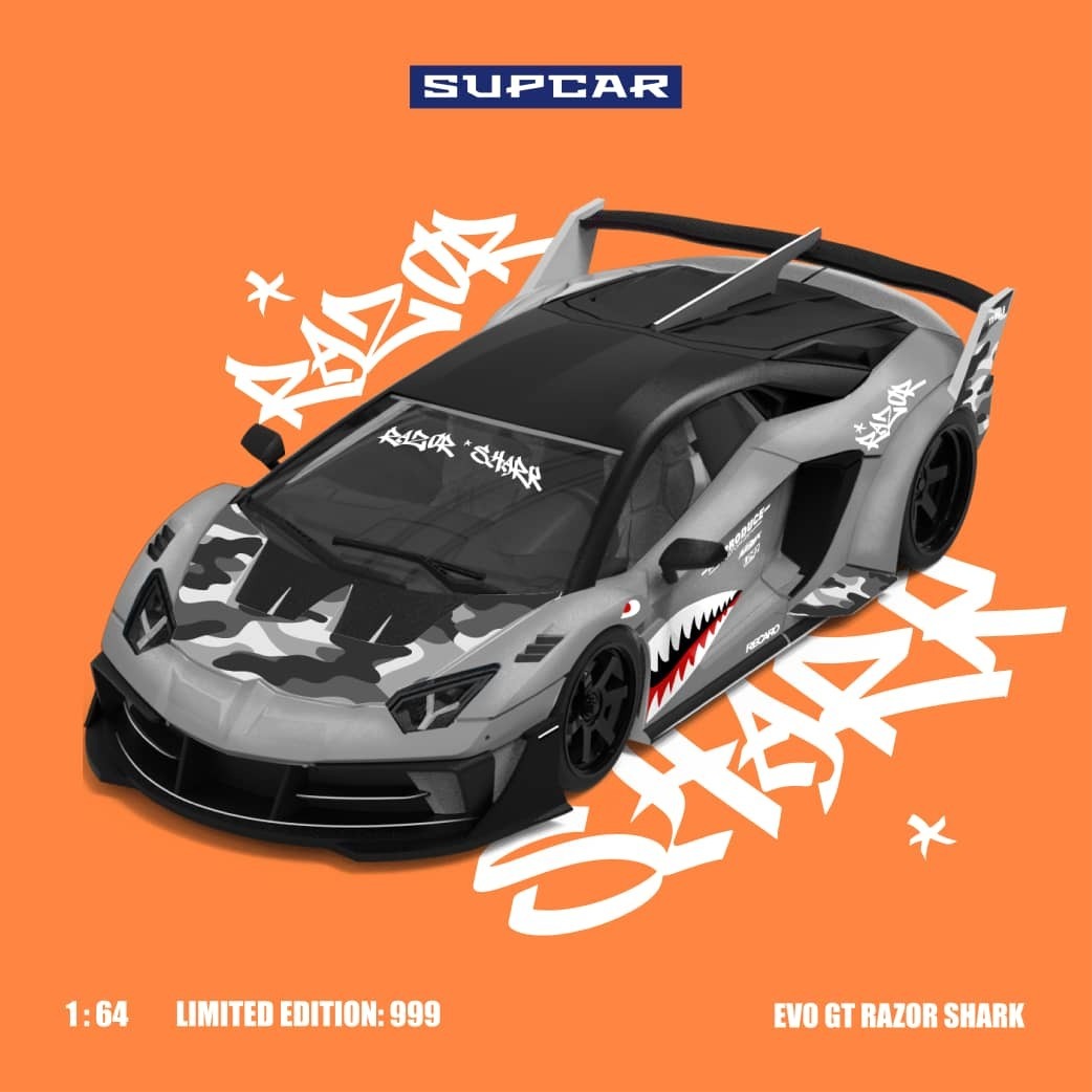 PO-$180 * SUPCAR * 1:64 LAMBORGHINI AVENTADOR GT EVO GREY SHARK