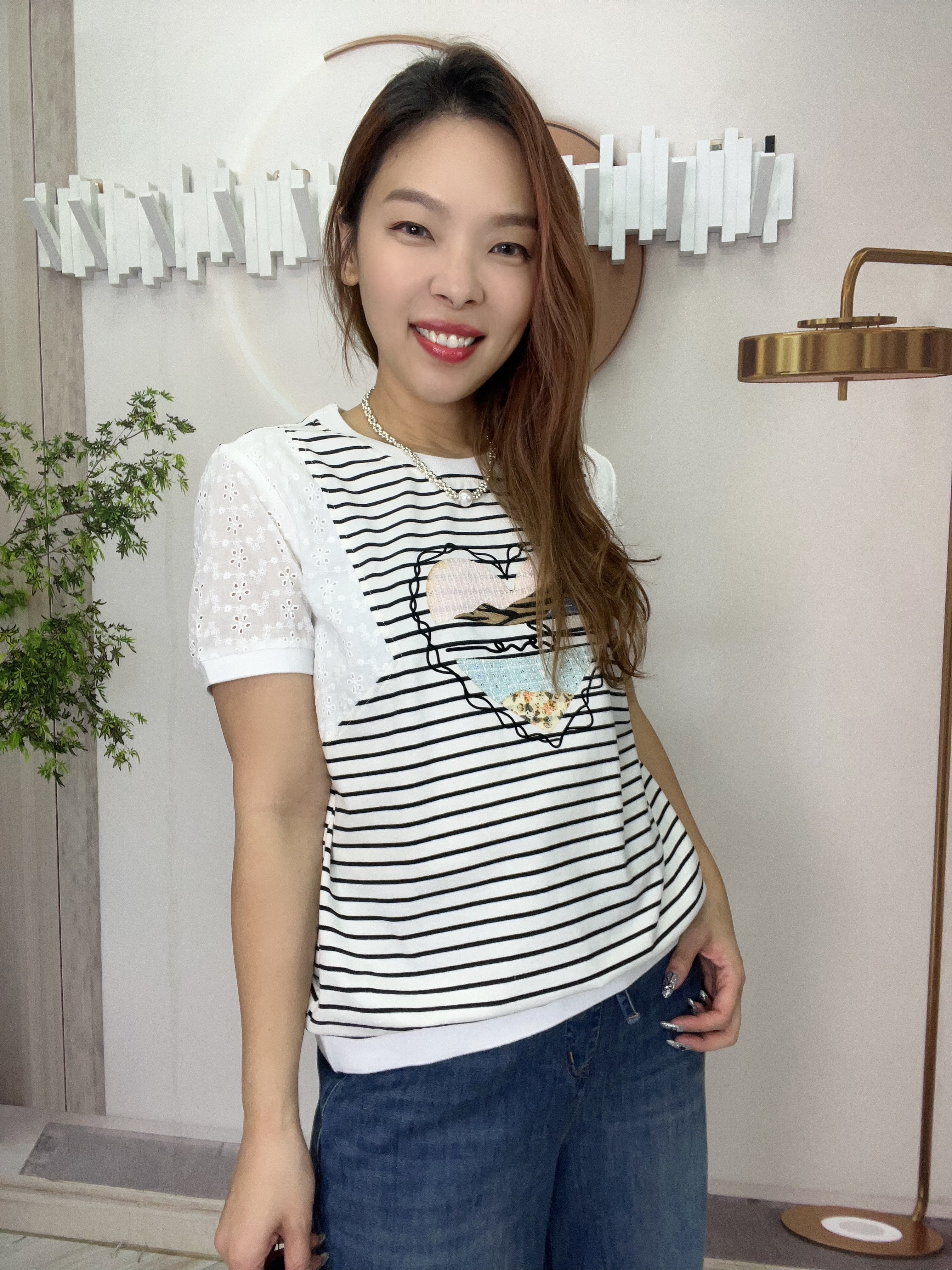 (現貨區)Mar 心圖拼Lace top~172AD