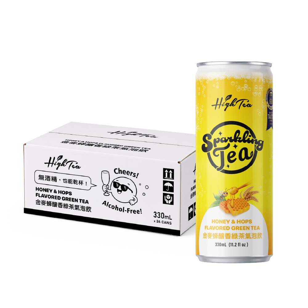 【箱購】【24罐】金麥蜂釀香綠茶氣泡飲 330ml/罐