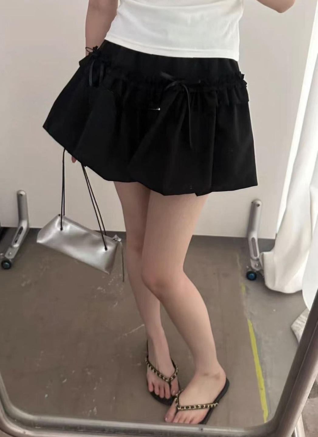 木耳邊蝴蝶結花苞短裙