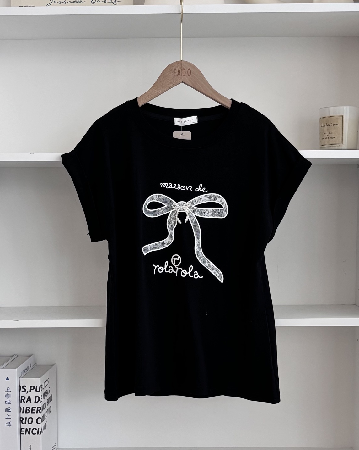 法朵Fado shop｜刺繡蝴蝶結反摺短T 0215164 三色