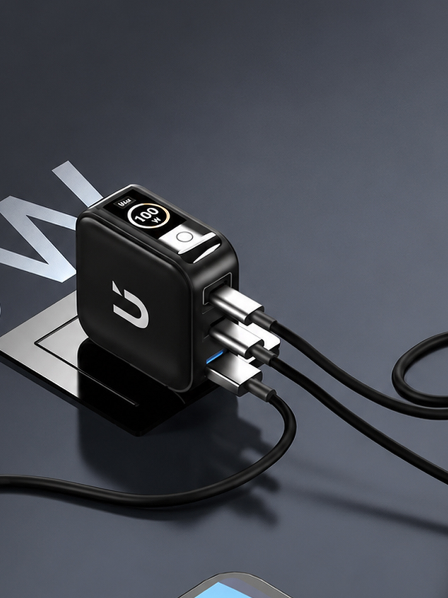 【Widelife】UKKO 100W GaN 氮化鎵 PD3.2/AVS 3孔 (2C1A) AI 溫控急速充電器 (黑)
