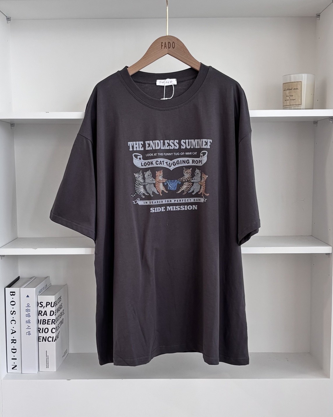 法朵Fado shop｜拔河貓咪oversize短T 0215169 四色
