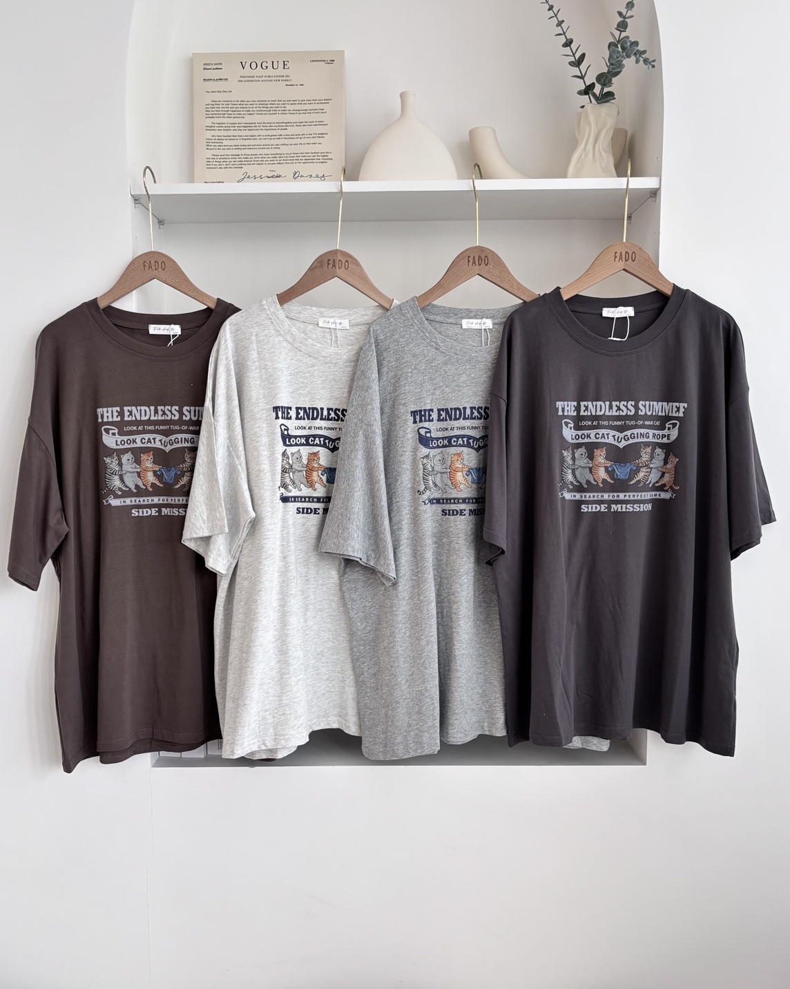 法朵Fado shop｜拔河貓咪oversize短T 0215169 四色