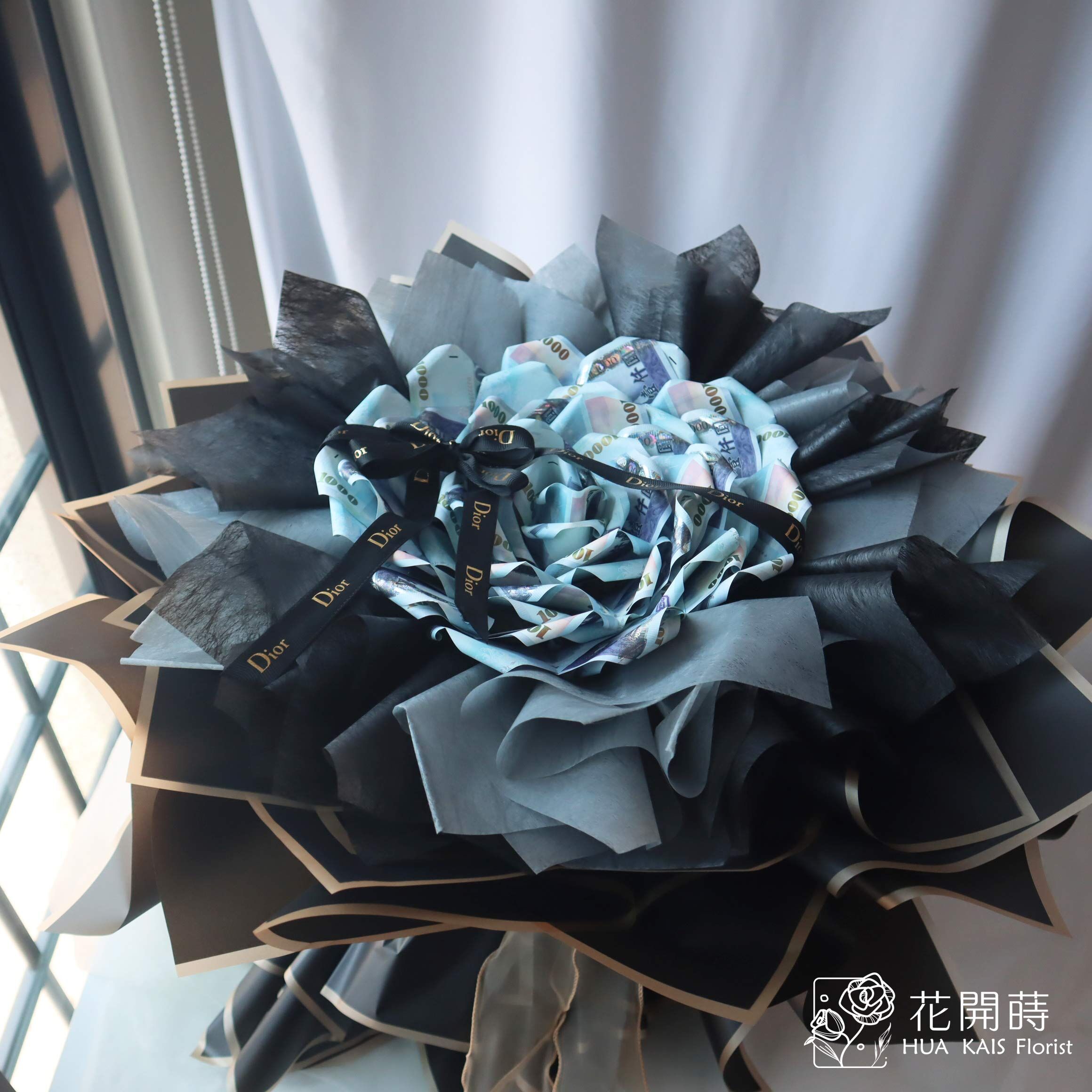 有錢花系列|$30000有錢花奢華黑金|鈔票花|鈔票花束|有錢花束