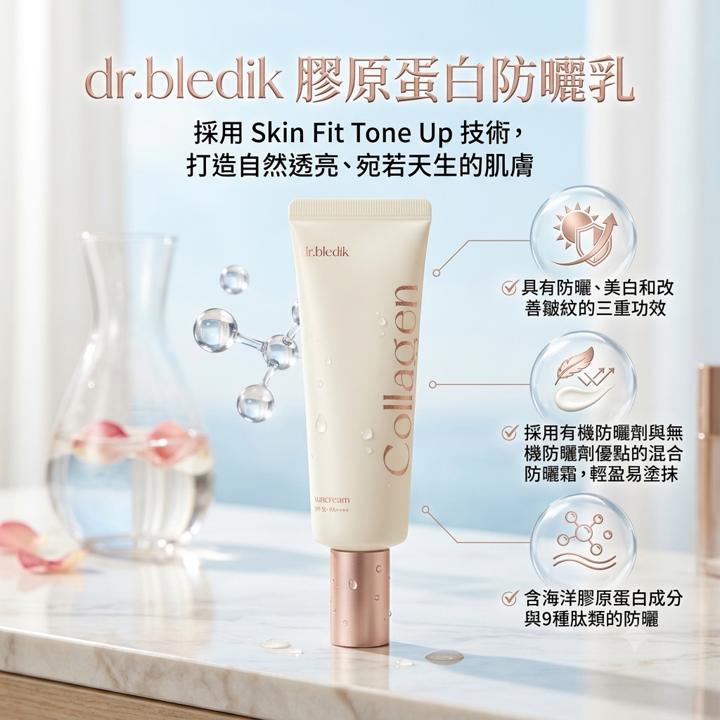 【dr.bledik  膠原蛋白防曬乳 50ml】SPF50+, PA++++