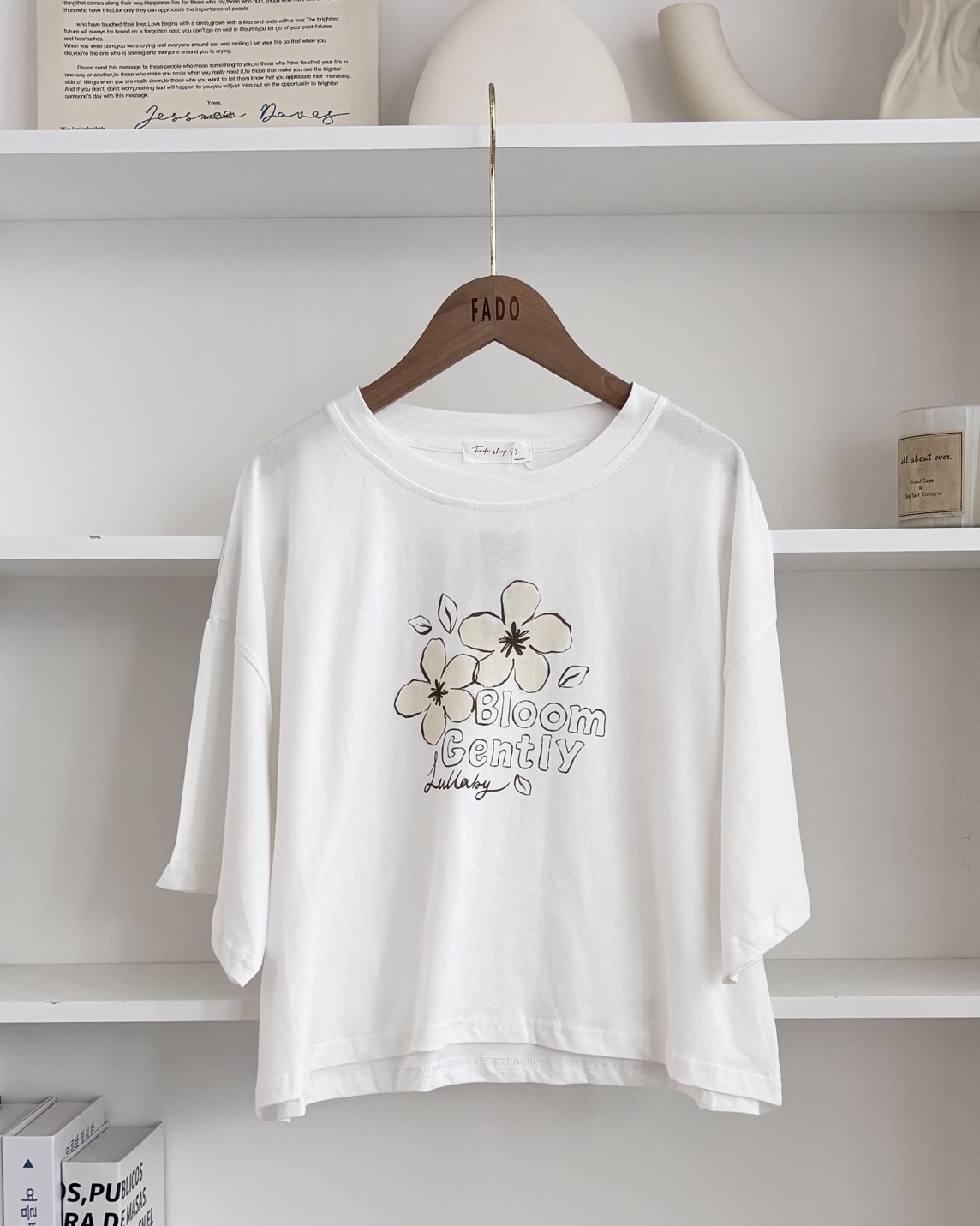 法朵Fado shop｜韓系手繪花卉落肩版短T 0215171 四色