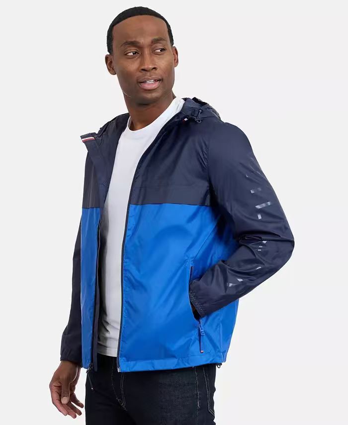 【預購】TOMMY HILFIGER H061750  Pelham 男裝拼色連帽防風外套 (海軍藍)