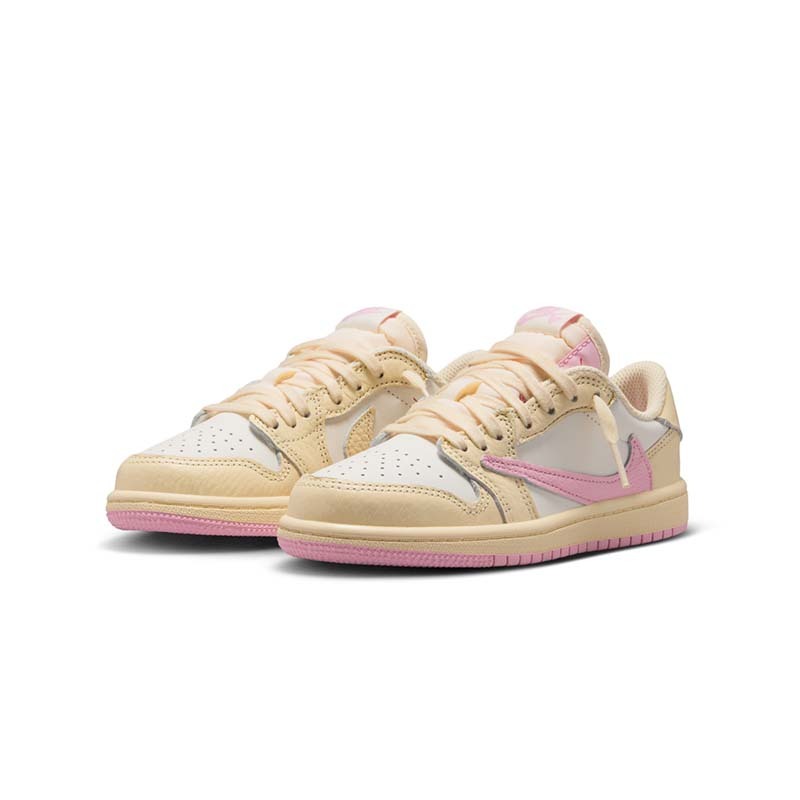Travis Scott x Air Jordan 1 Low OG "Muslin" 聯名款 倒鉤 米白粉色 中童 IQ7605-100 [台灣現貨]