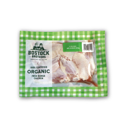 Bostock Brothers New Zealand Organic Chicken Mid Joint Wing (500g)