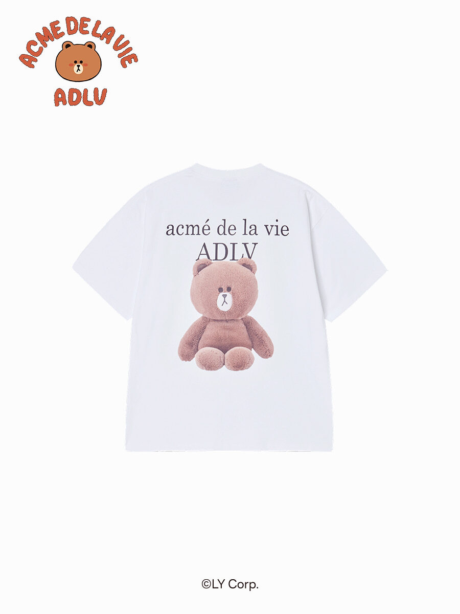 Q68 ADLV BASIC LOGO WITH LINE FRIENDS SHORT SLEEVE T-SHIRT - WHITE｜26SS-TP-SS-CO-BLF-WHT