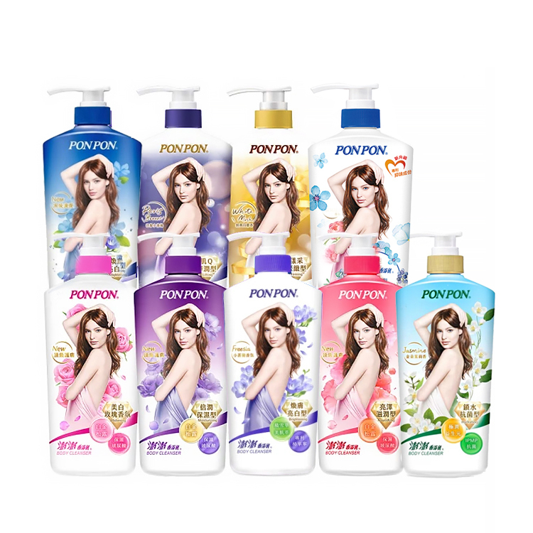【PONPON 澎澎】香浴乳1500ml-水嫩清爽/亮澤滋潤/倍潤保濕/美白玫瑰/微涼爽膚/肌Q彈潤/漾采緊緻/煥膚亮白/金朵茉莉