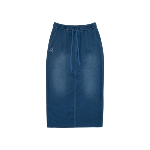女款 KANGOL SKIRT 藍色 英國 休閒 抽繩 後開叉 丹寧 修身 長裙 裙子【6622155082】