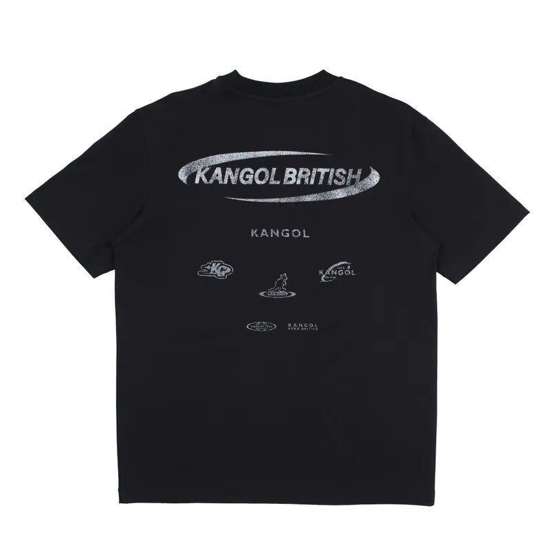 男女款 KANGOL TEE 黑色 英國 袋鼠 中性 落肩 涼感 印花 短T【6625101320】