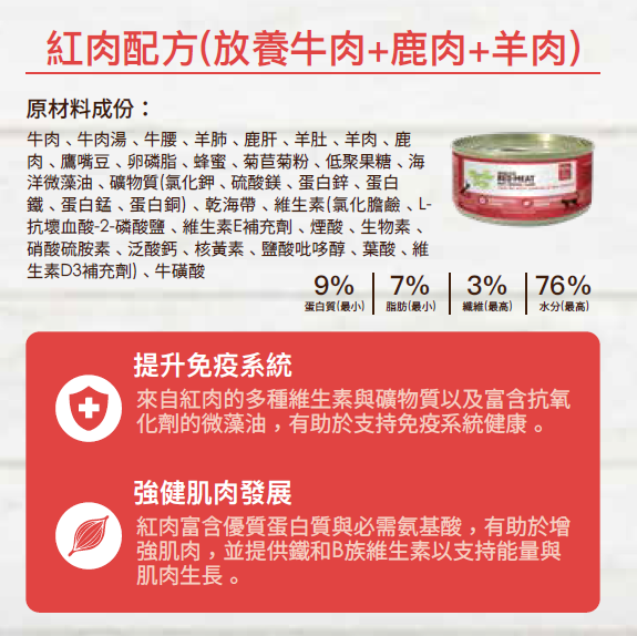 Meadowland 紅肉配方(草飼牛肉+鹿肉+羊肉) 肉泥貓主食罐 80g