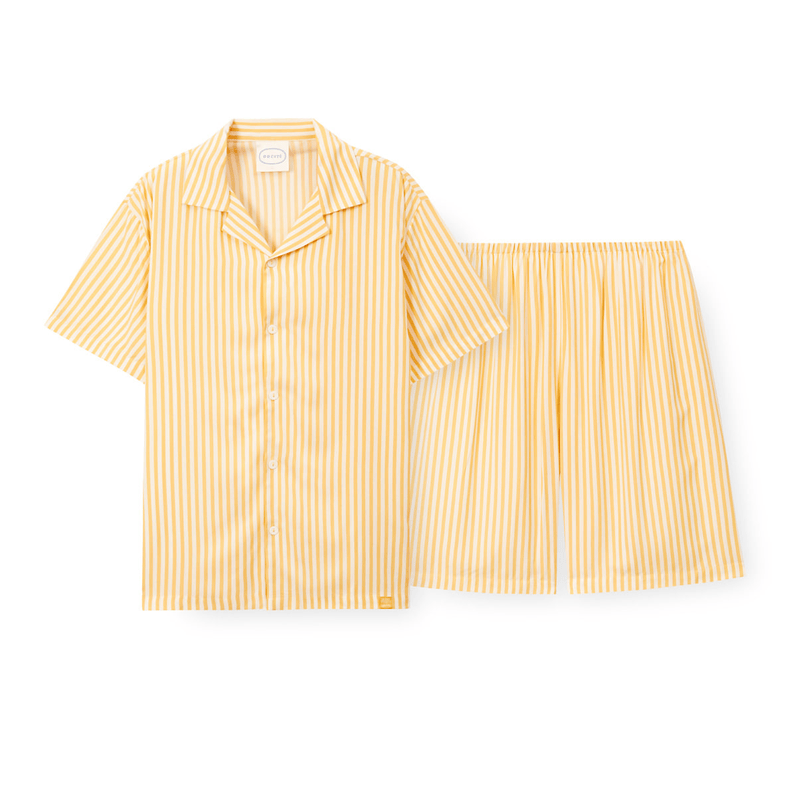 ORCITÉ｜[短袖睡衣|男生款] H123 自帶冰涼感 夏天超舒服 人造絲間條短袖睡衣 關鍵字：O250