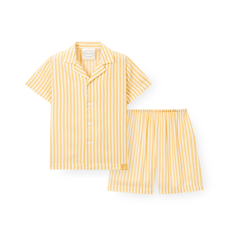 ORCITÉ｜[短袖睡衣|童裝款] H123 自帶冰涼感 夏天超舒服 人造絲間條短袖睡衣 關鍵字：O250