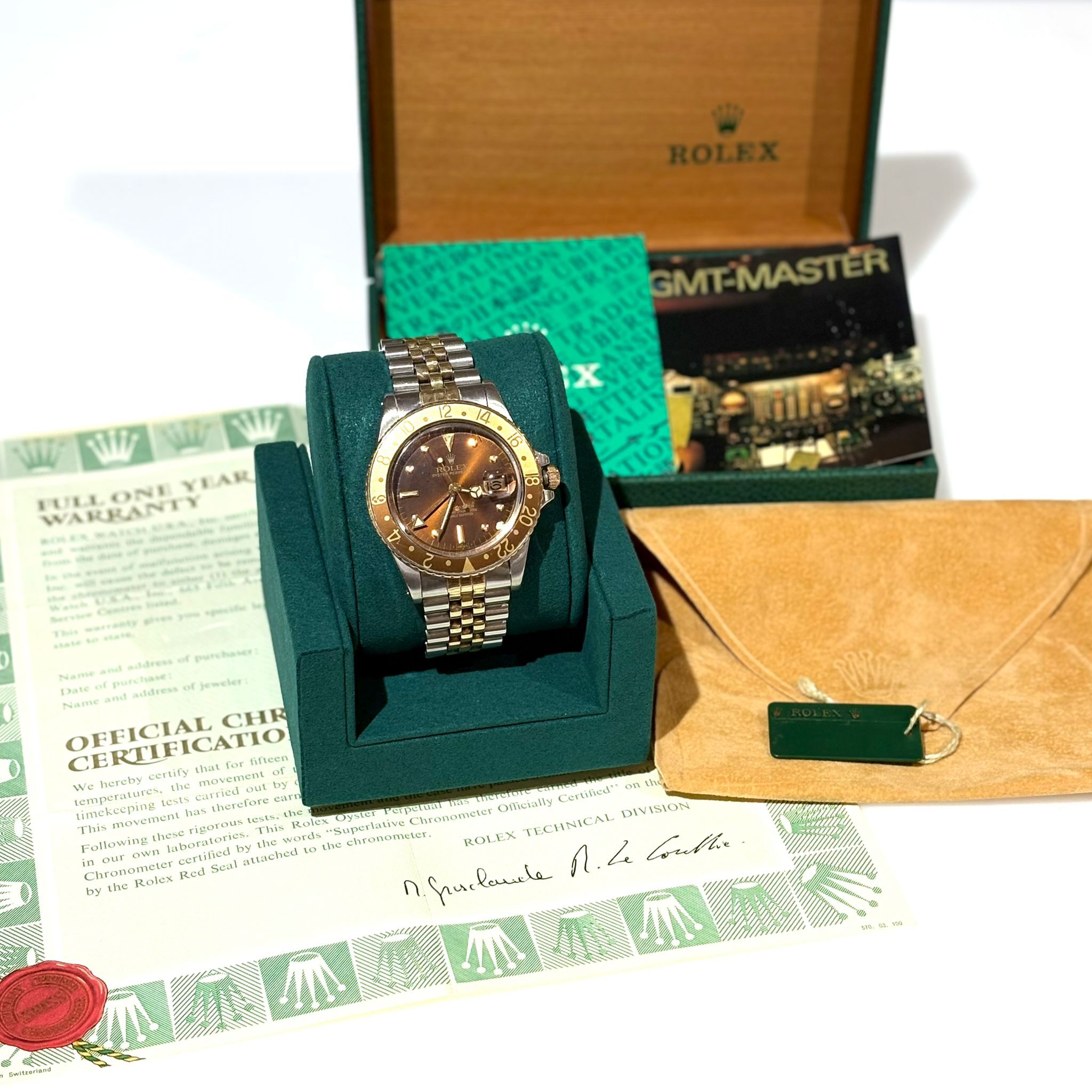 85%NEW二手ROLEX  40MM #6740056 16753 GMT MASTER 黃金朱古力啡古董表 #勞力士沙士圈 #香榭站正品