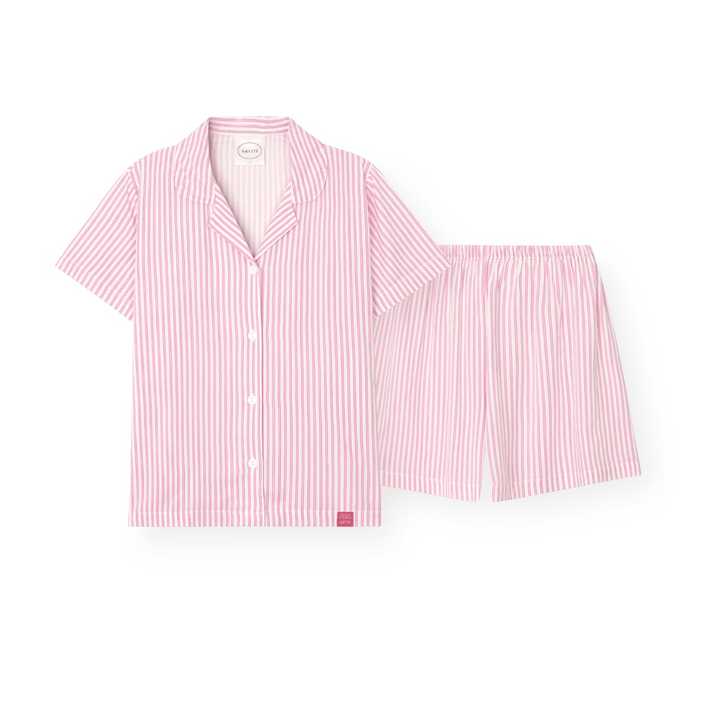 ORCITÉ｜[短袖睡衣|女生款] H126 自帶冰涼感 夏天超舒服 人造絲間條短袖睡衣 關鍵字：O261