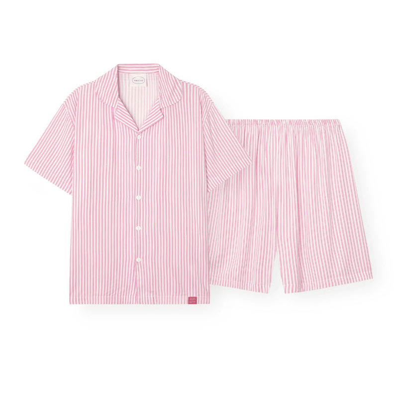 ORCITÉ｜[短袖睡衣|男生款] H126 自帶冰涼感 夏天超舒服 人造絲間條短袖睡衣 關鍵字：O261
