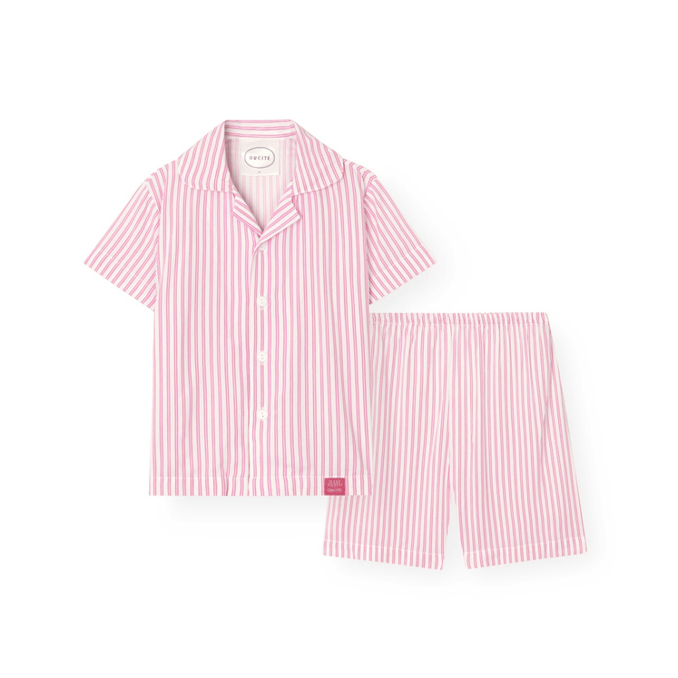 ORCITÉ｜[短袖睡衣|童裝款] H126 自帶冰涼感 夏天超舒服 人造絲間條短袖睡衣 關鍵字：O261
