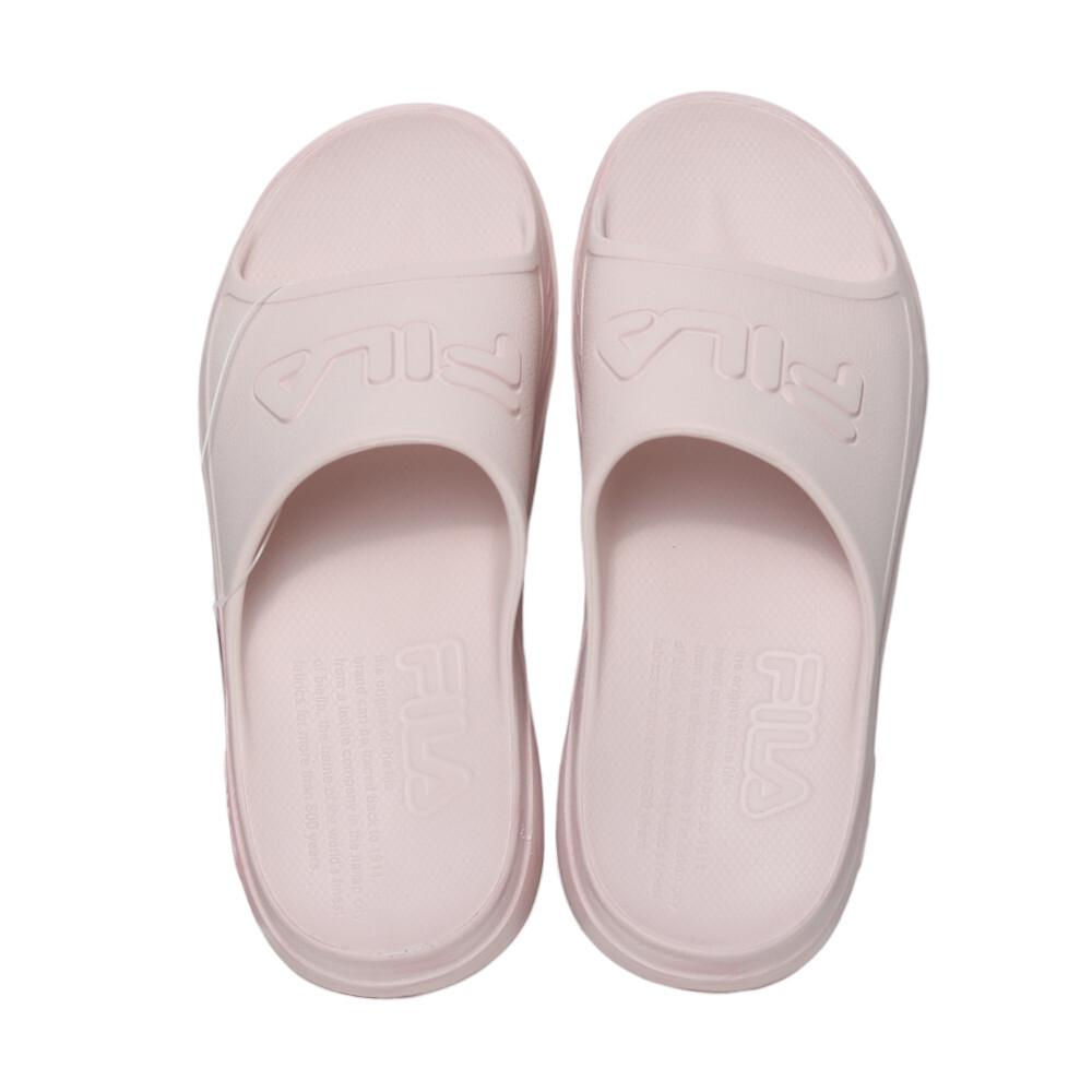 FILA 拖鞋 (偏小建議大半號) 粉色 波紋 LOGO 橡膠 防水 厚底 拖鞋 女 4S340Z555