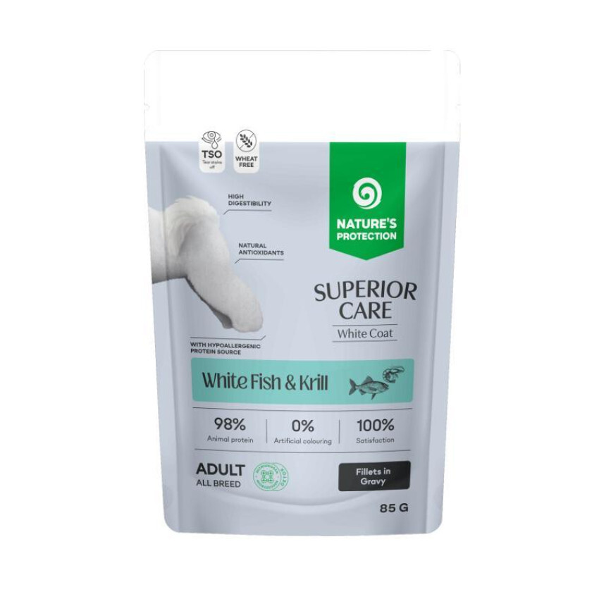 Nature's Protection 白魚及磷蝦配方 【成犬】無穀物低敏狗濕糧 85g