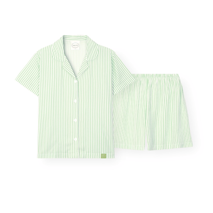 ORCITÉ｜[短袖睡衣|女生款] H125 自帶冰涼感 夏天超舒服 人造絲間條短袖睡衣 關鍵字：O272