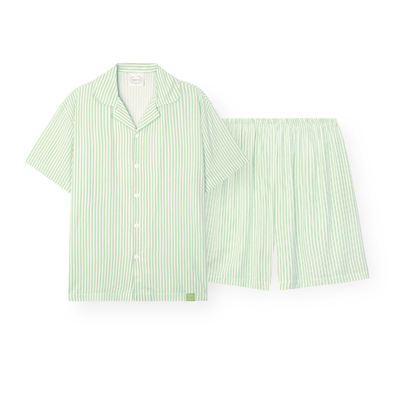 ORCITÉ｜[短袖睡衣|男生款] H125 自帶冰涼感 夏天超舒服 人造絲間條短袖睡衣 關鍵字：O272