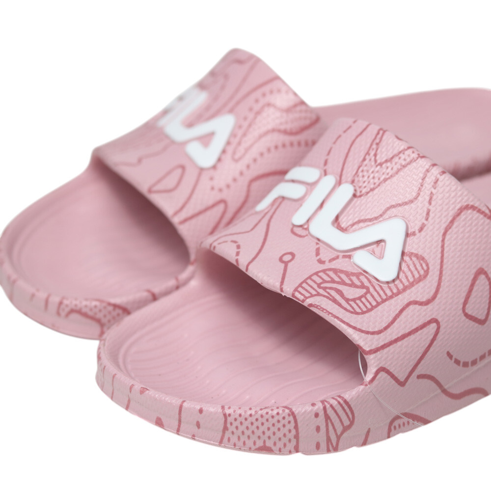 FILA (偏小建議大半號) 粉紅 地圖款 橡膠 防水 拖鞋 4S355Z551