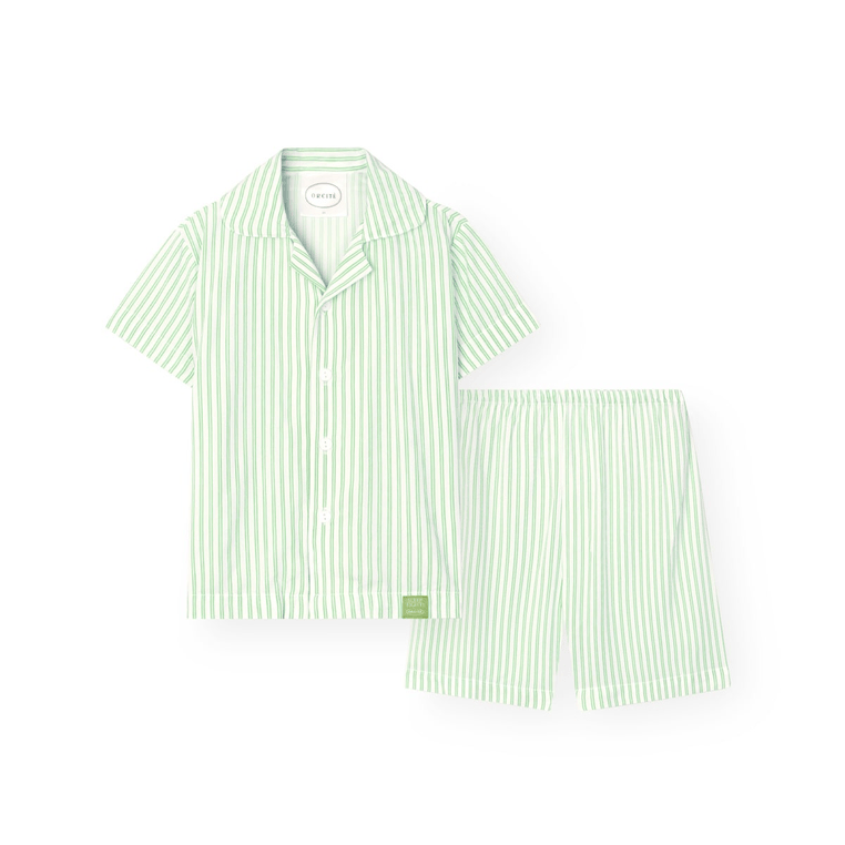 ORCITÉ｜[短袖睡衣|童裝款] H125 自帶冰涼感 夏天超舒服 人造絲間條短袖睡衣 關鍵字：O272