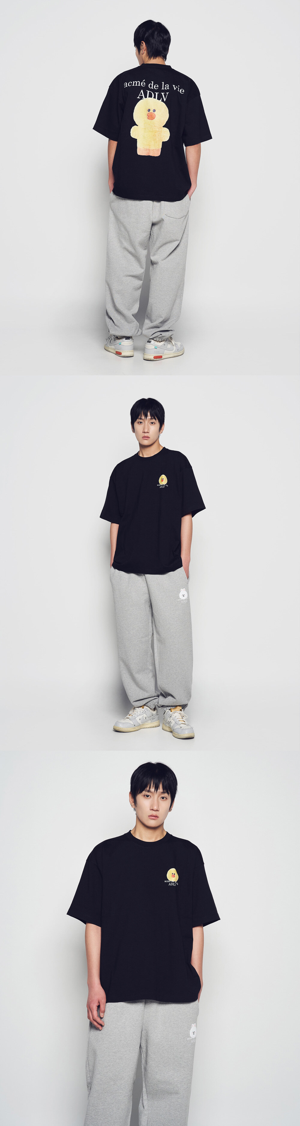 Q69 ADLV BASIC LOGO WITH LINE FRIENDS SHORT SLEEVE T-SHIRT - BLACK｜26SS-TP-SS-CO-BLF-BLK