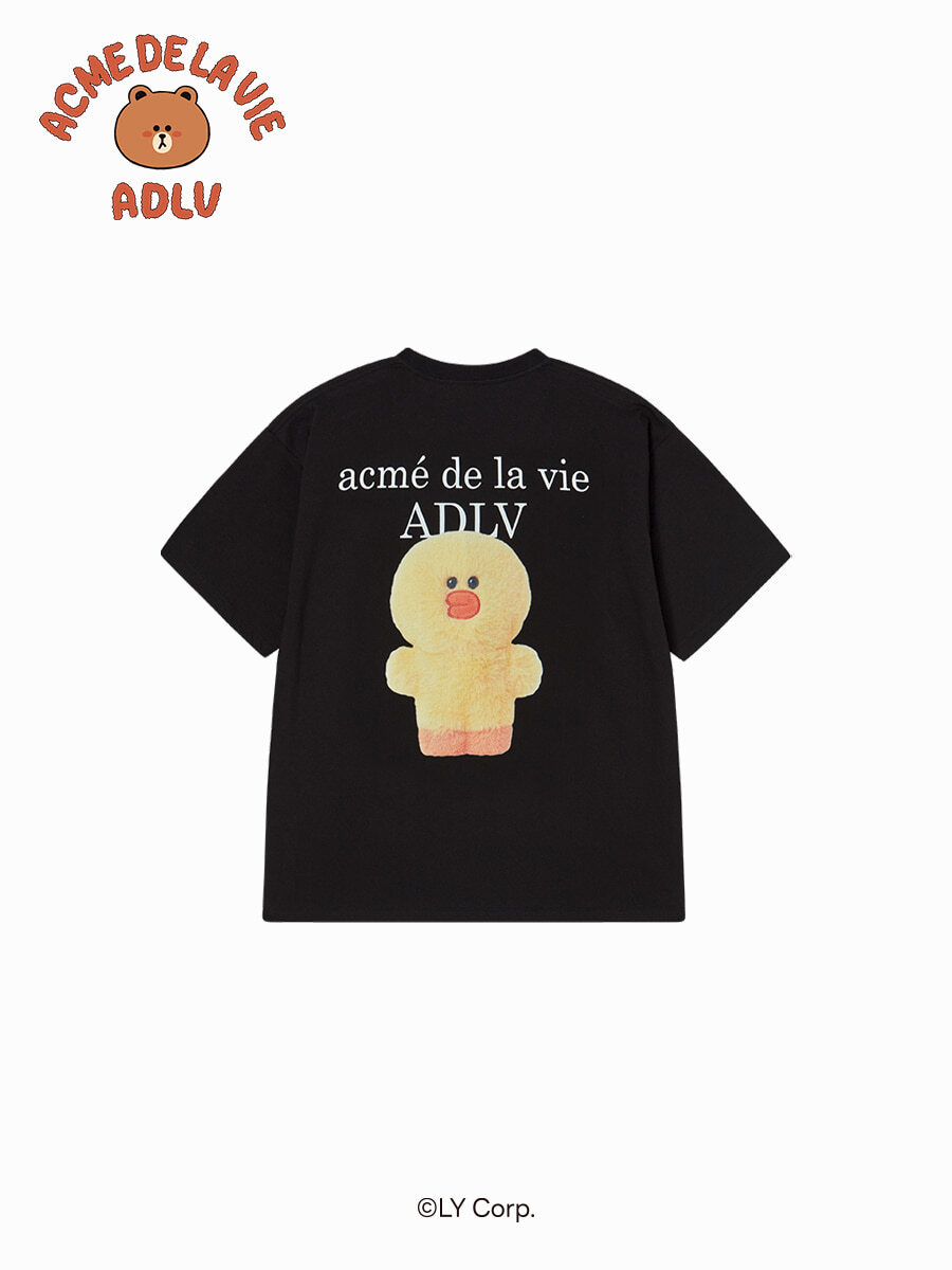 Q69 ADLV BASIC LOGO WITH LINE FRIENDS SHORT SLEEVE T-SHIRT - BLACK｜26SS-TP-SS-CO-BLF-BLK