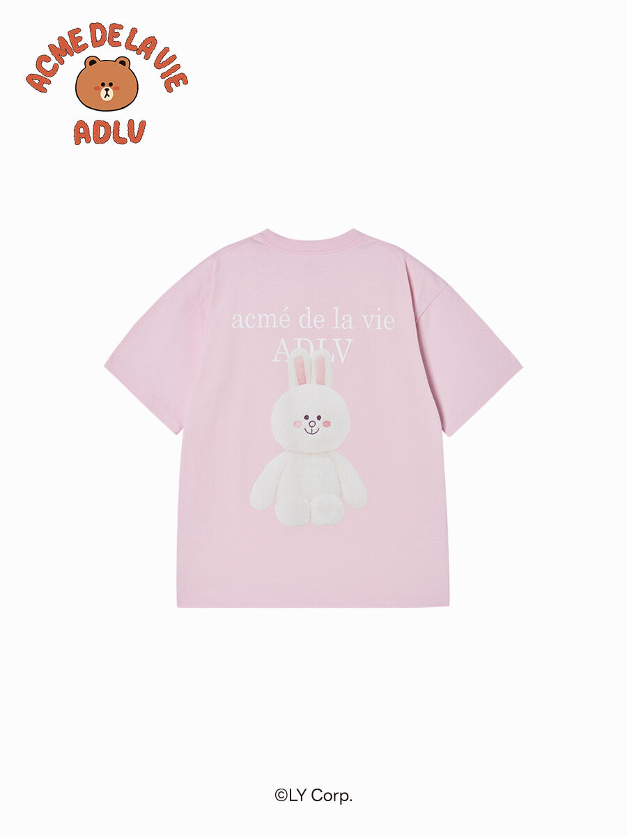 Q70 ADLV BASIC LOGO WITH LINE FRIENDS SHORT SLEEVE T-SHIRT - LIGHT PINK｜26SS-TP-SS-CO-BLF-PNK