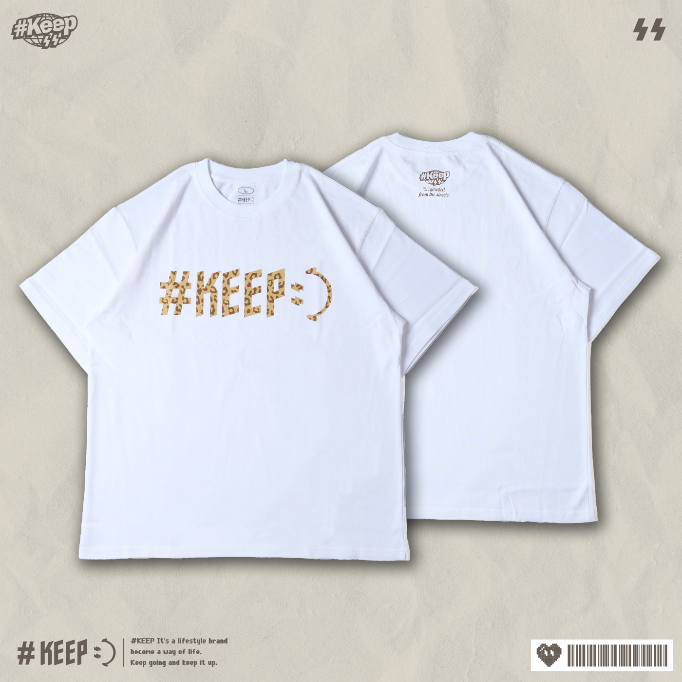 #KEEP LEOPARD PRINT LOGO TEE 豹紋LOGO 白灰 黑粉 白黃 微笑 印花 短TEE【KS354】