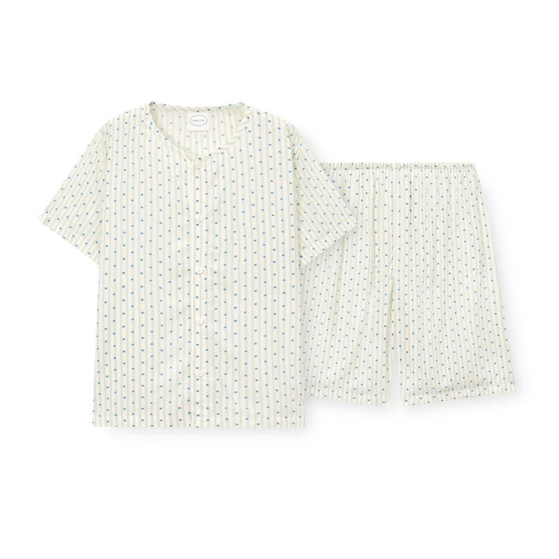 ORCITÉ｜[短袖睡衣|男生款] H133 自帶冰涼感 夏天超舒服 人造絲波點條紋短袖睡衣 關鍵字：O283