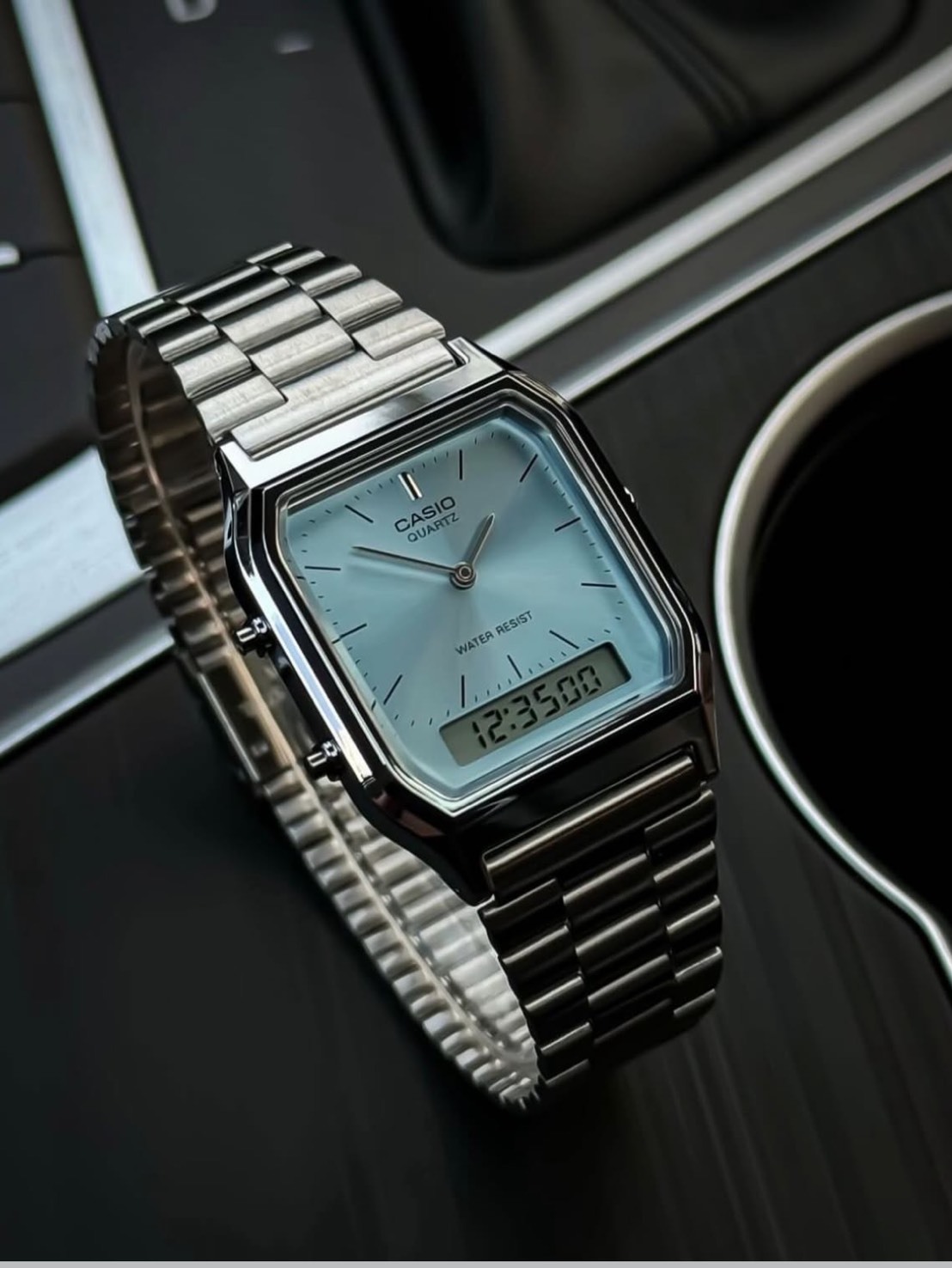 CASIO 卡西歐 復古雙顯 不銹鋼 腕錶 二色