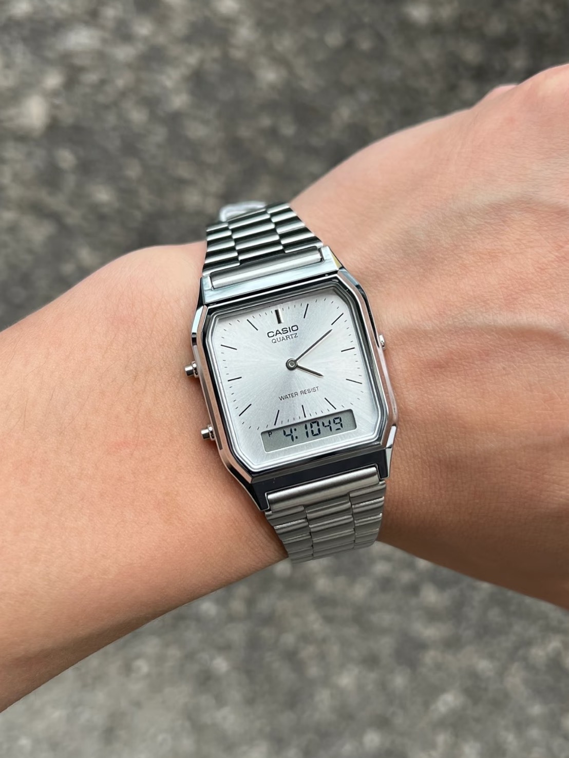 CASIO 卡西歐 復古雙顯 不銹鋼 腕錶 二色