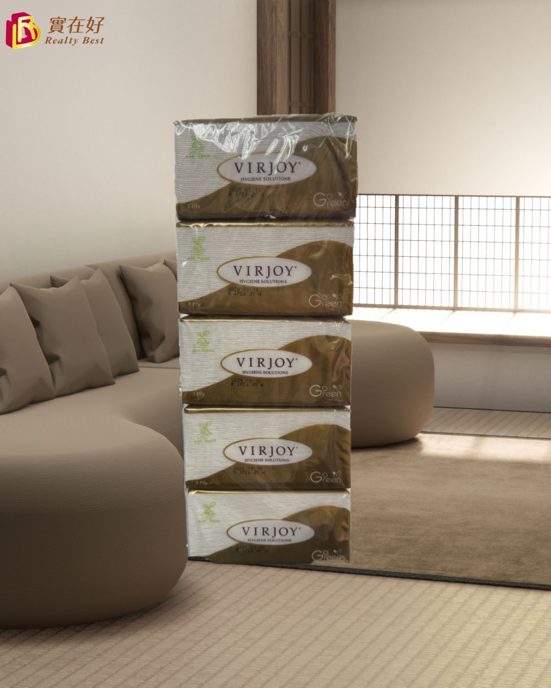 VIRJOY 唯潔雅 – 金色3層立體壓花軟包裝抽紙