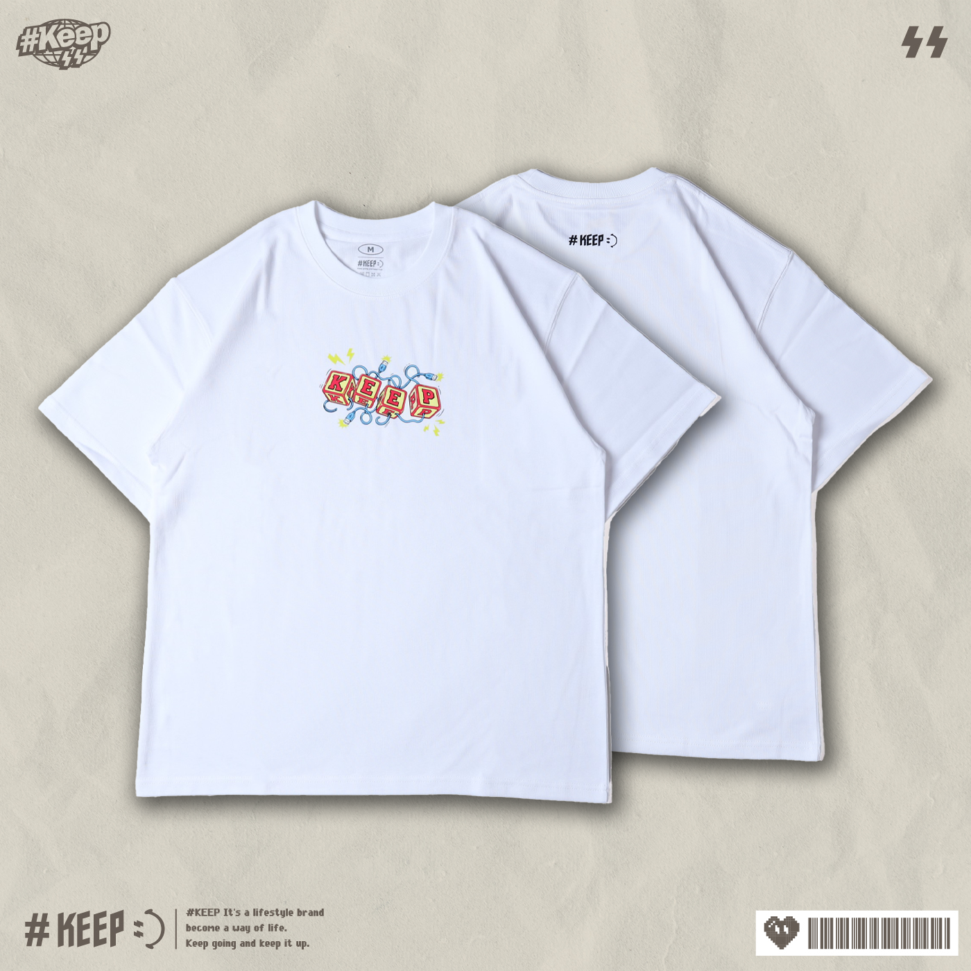 #KEEP USB DICE TEE USB骰子 白色 黑色 閃電 趣味 印花 短TEE【KS355】