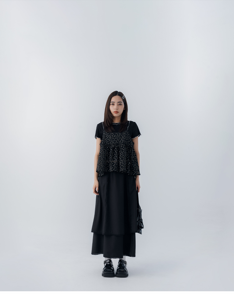 Embroidered floral mesh spaghetti strap cover-up vest - black【01099614】in stock+pre-order